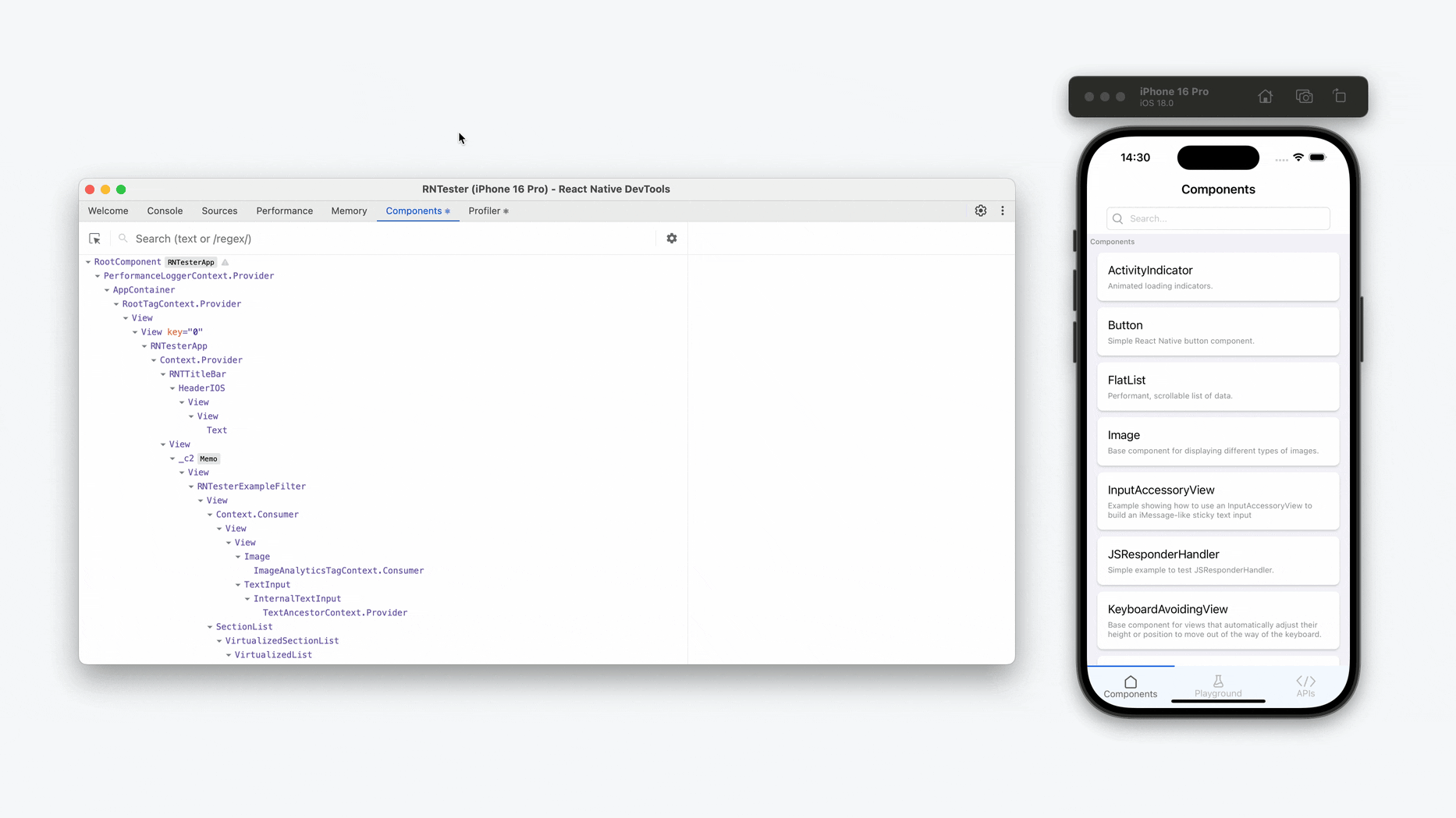使用 React Components 面板选择和定位元素